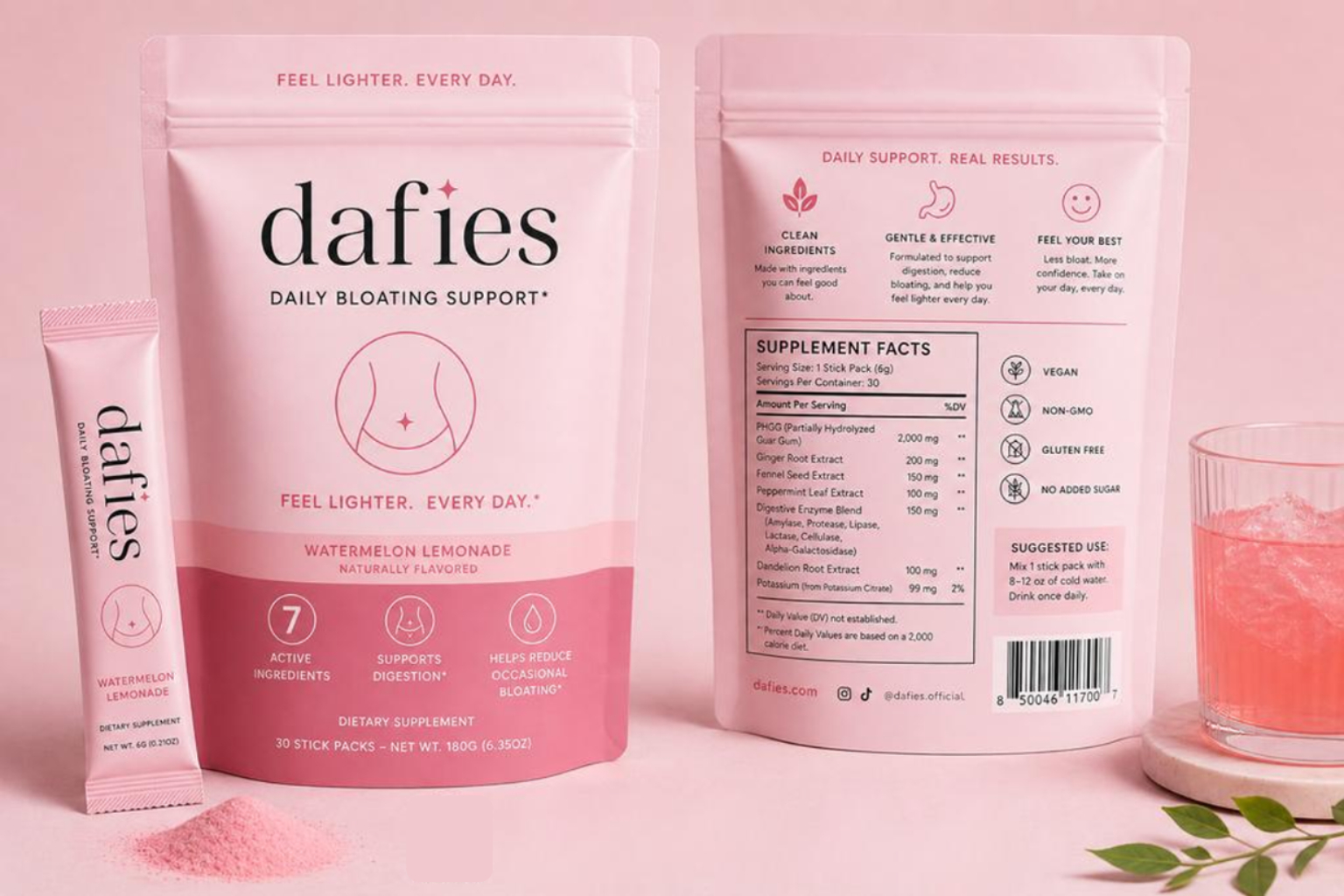 dafies pouch and watermelon lemonade